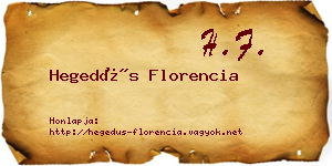 Hegedűs Florencia névjegykártya